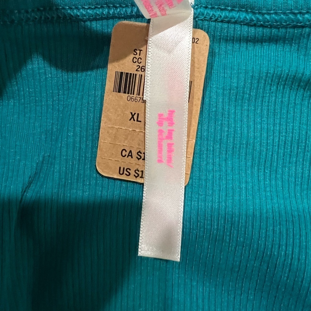 NEW NIP VS PINK victoria secret bikini panty underwear XL teal flower high leg - Picture 4 of 6